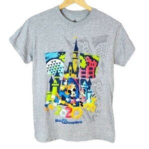 Disney World 2020 Character T-Shirt Gray Small Mickey Minnie Donald Goofy Pluto